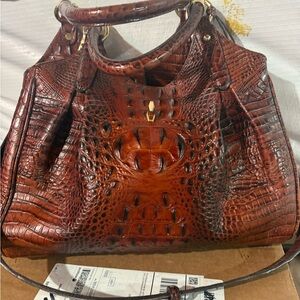 Brahmin Rich Brown Crocodile-Embossed  lots  of shine to it !great condition!!